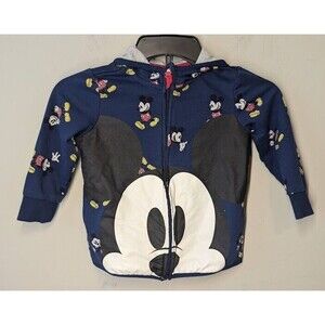 Disney Mickey Mouse Hoodie Zip Sweatshirt Size 3 Unisex Boys